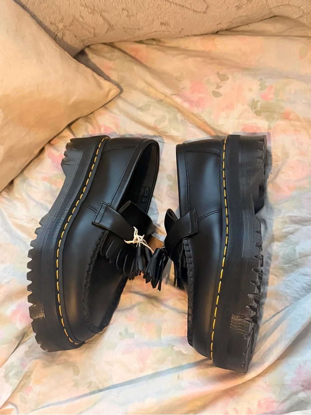 Dr. Martens Black Tassel Kiltie Platform Loafers
